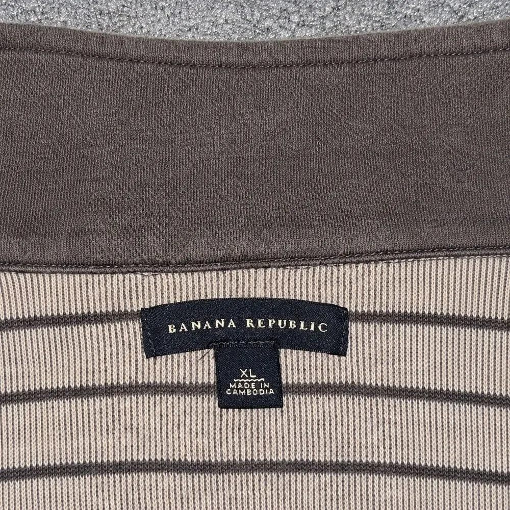 Banana Republic Men XL Brown Quarter Zip Snap Mock Neck Pullover Sweatshirt